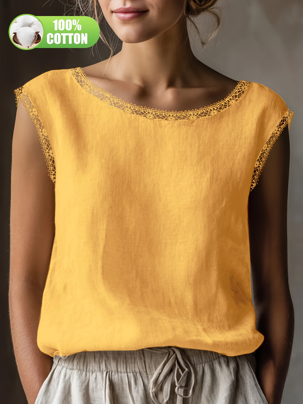 Orlavia | Dames kanten blouse – zomerse retro top, losse en casual pasvorm