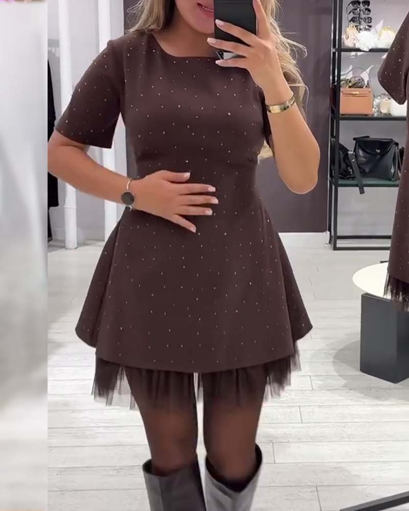 Zirethia | Sprankelende Mesh Mini Jurk voor Dames – Elegante Cocktail- en Avondjurk