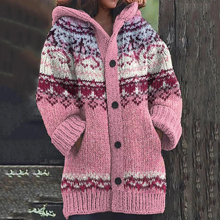 Cilia | Manteau en laine épaisse et chaude pour femme – Manteau d'hiver à motifs
