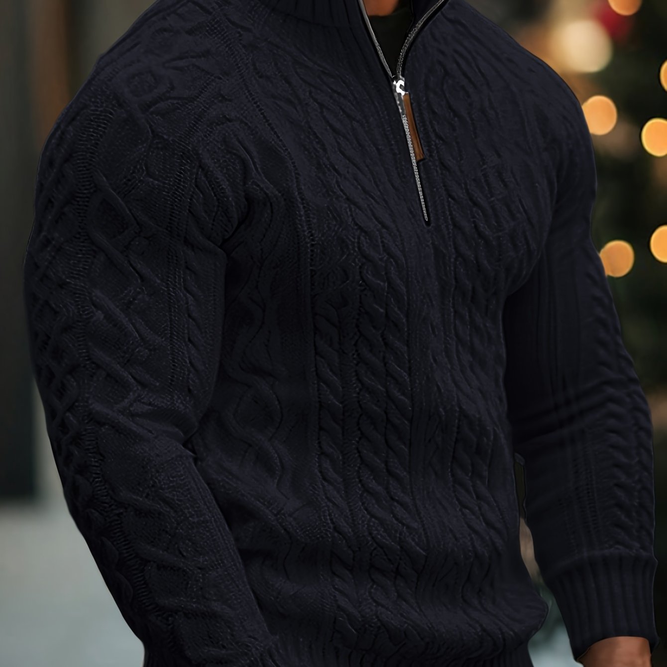 Dagfinn | Herren-Pullover mit Stehkragen und halber Reißverschluss, weiches Strickmaterial