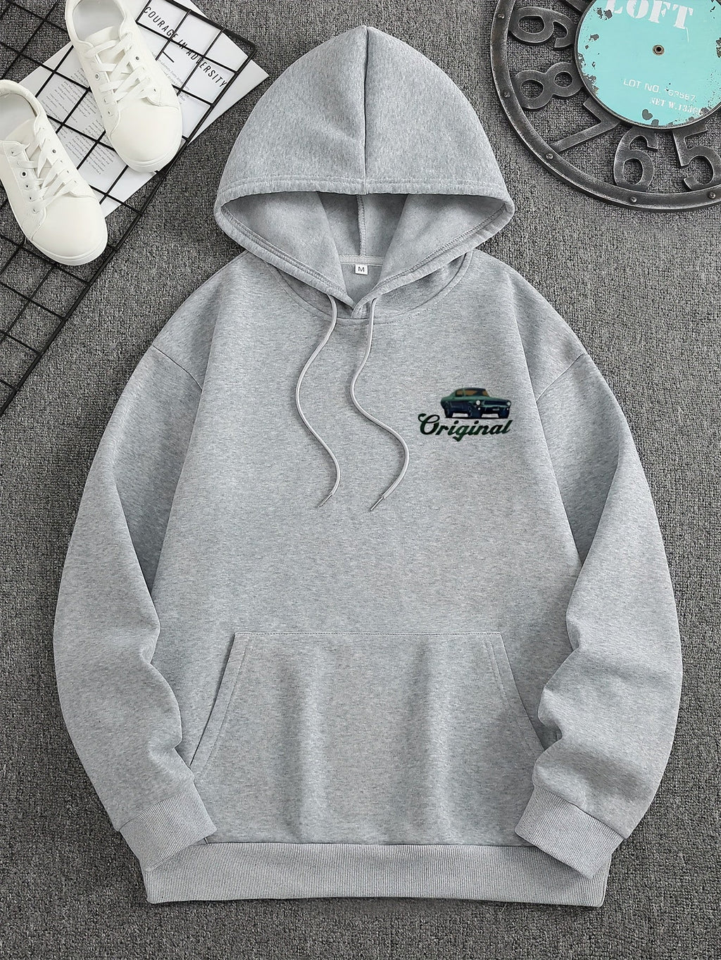 Caeron | Retro Muscle Car-hoodie voor heren – Losvallend sweatshirt van French Terry met zakken