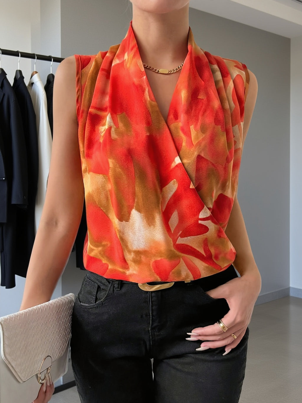Litha | Damesvest met print – Mouwloze, casual zomertop