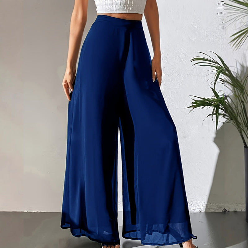 Xirelia | Wijde Chiffon Damesbroek – Luchtige en Zwierige Pantalon Casual Zomerse Palazzo Broek