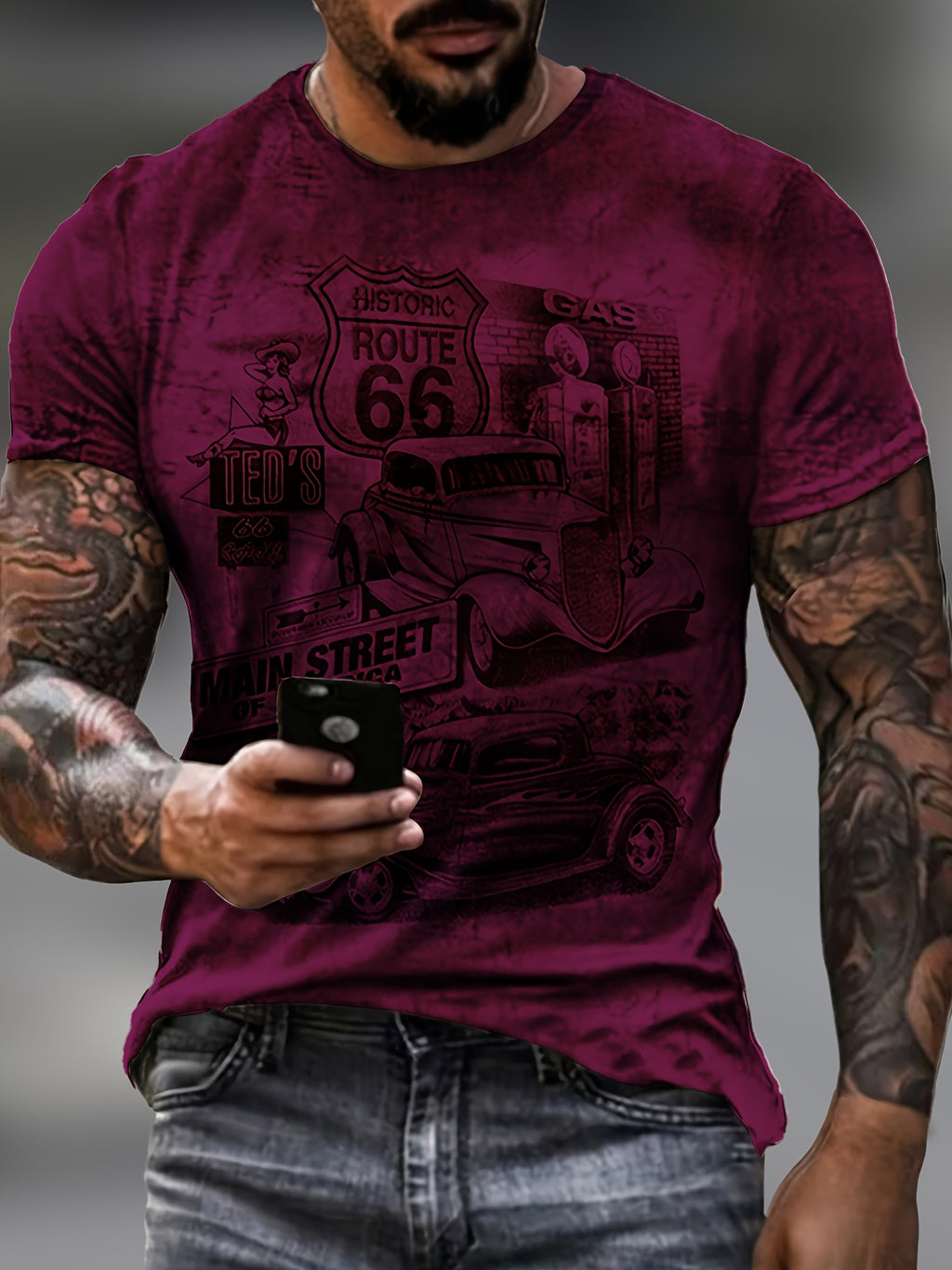 Galvian | Heren Grafisch Zomer T-shirt – Lichtgewicht Bedrukt Shirt met Korte Mouwen