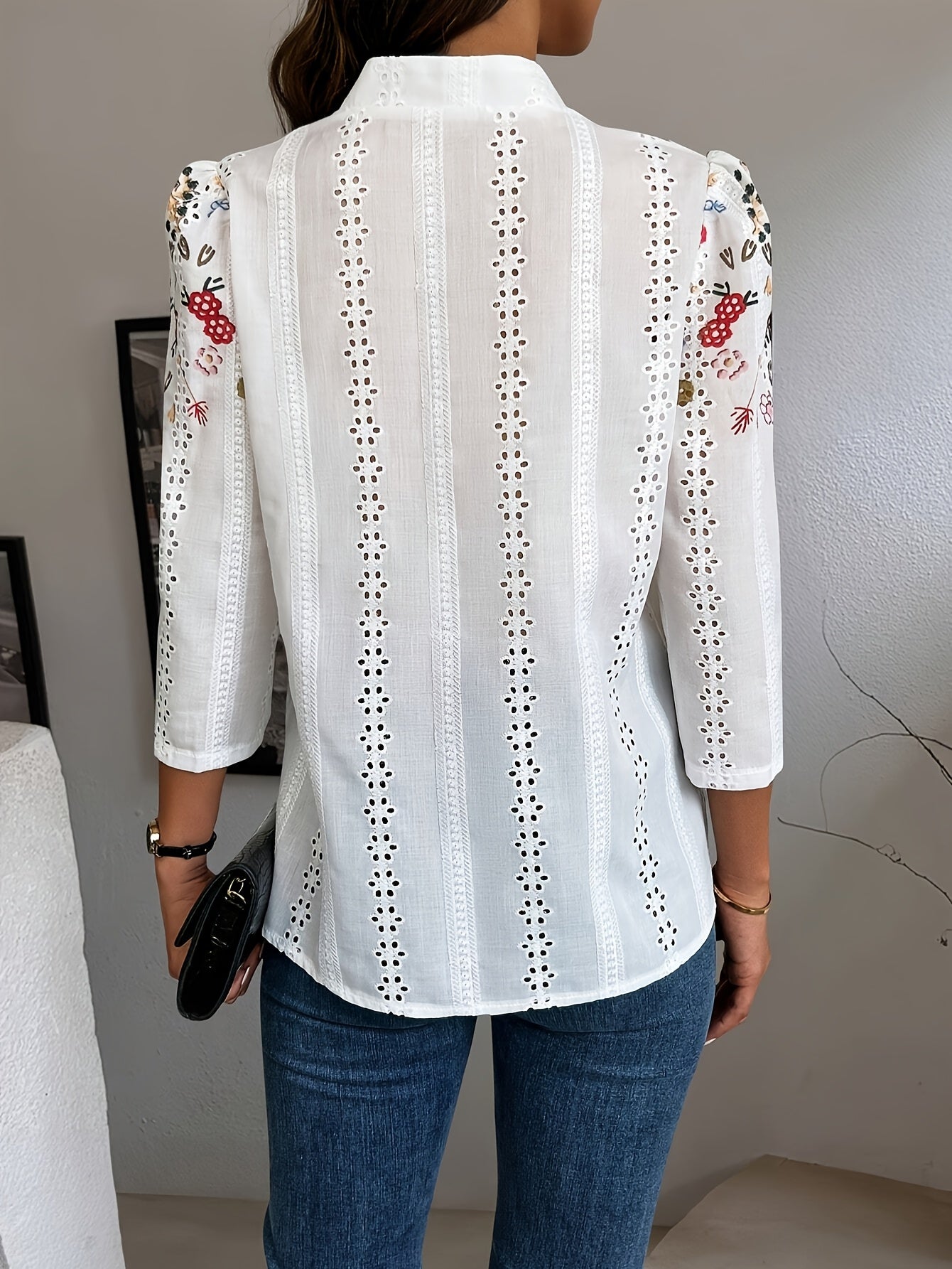 Liorith | Damesblouse met print en lange mouwen – Overhemd met losse pasvorm en knoopsluiting