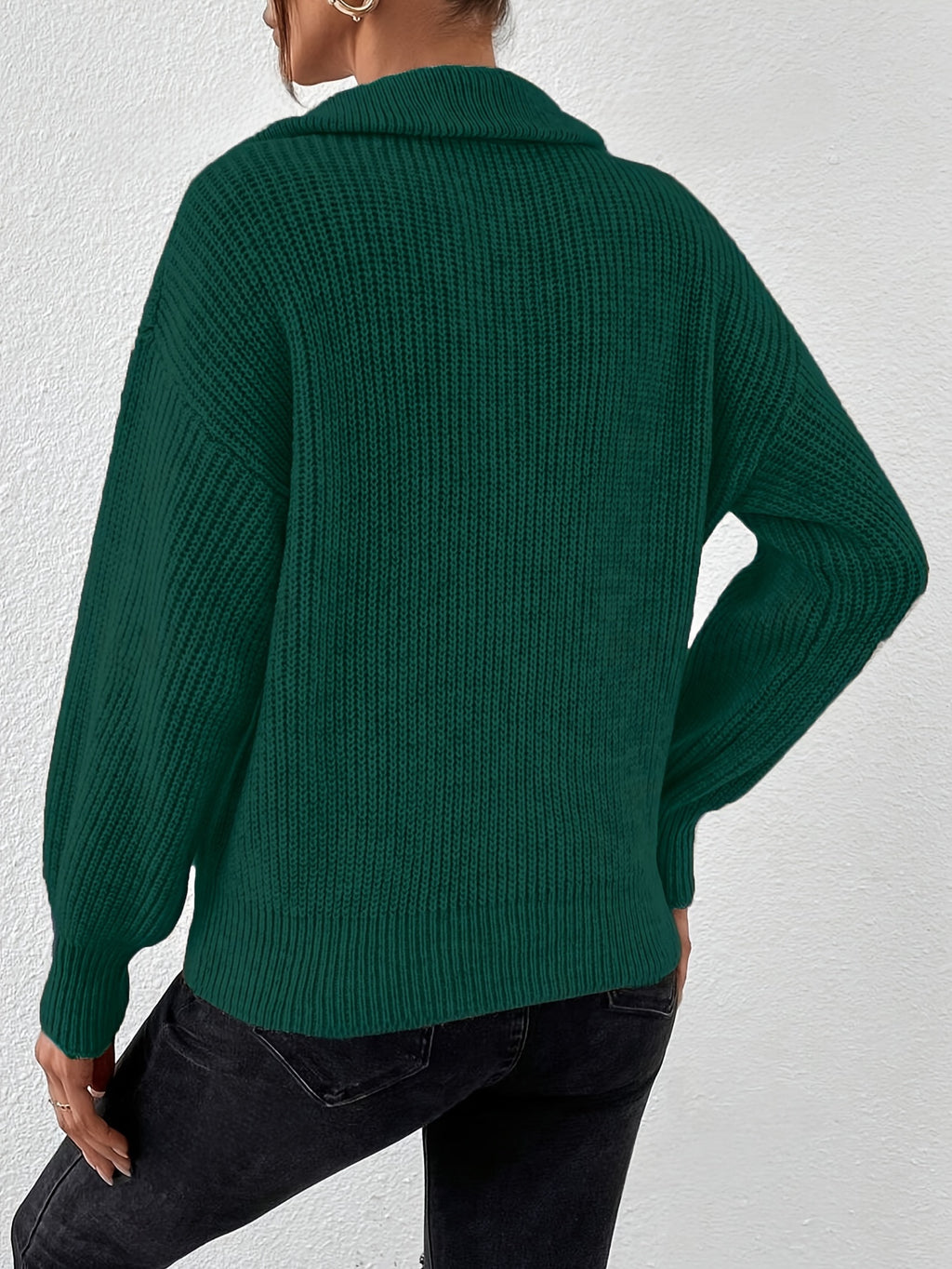 Berna | Dames trui met verlaagde schouders, V-hals en halve rits – Casual elegante