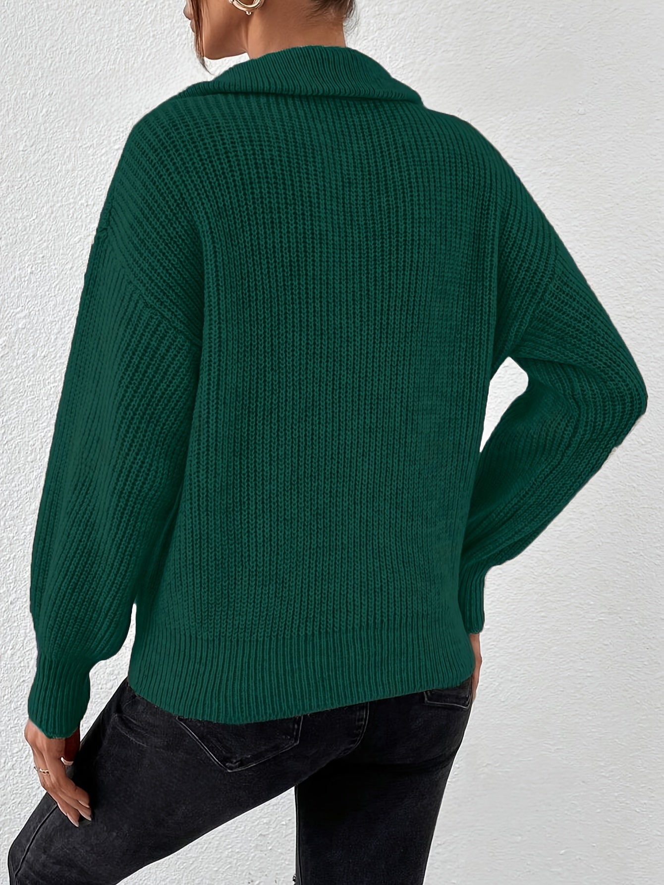 Berna | Dames trui met verlaagde schouders, V-hals en halve rits – Casual elegante