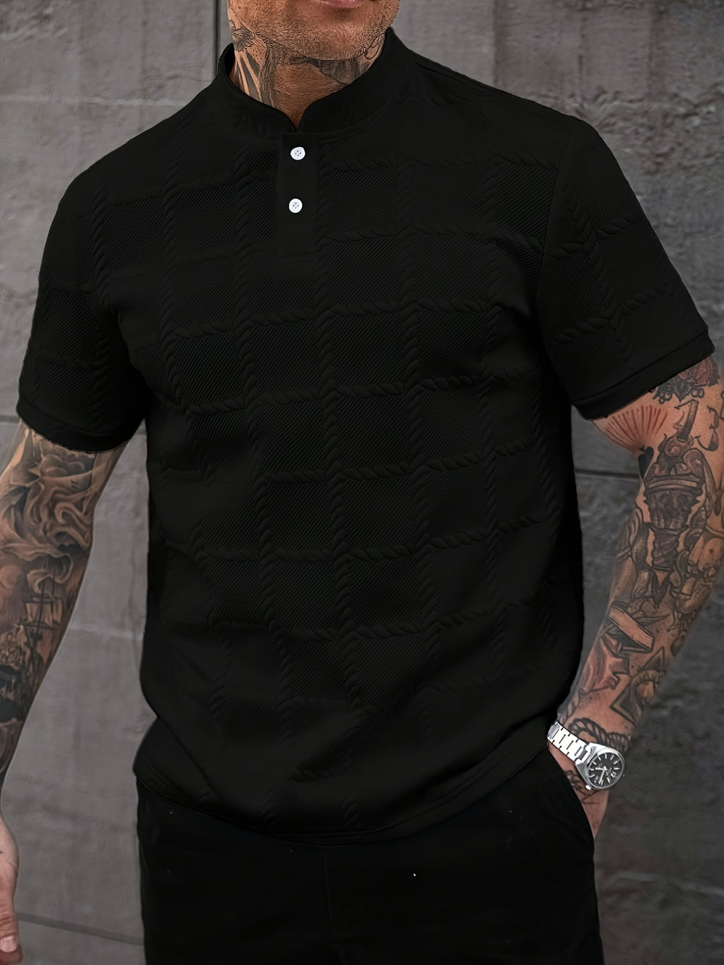 Zorvik | Heren Geruit Jacquard T-shirt – Korte Mouwen, Ademend Casual Zomershirt met Zachte Textuur