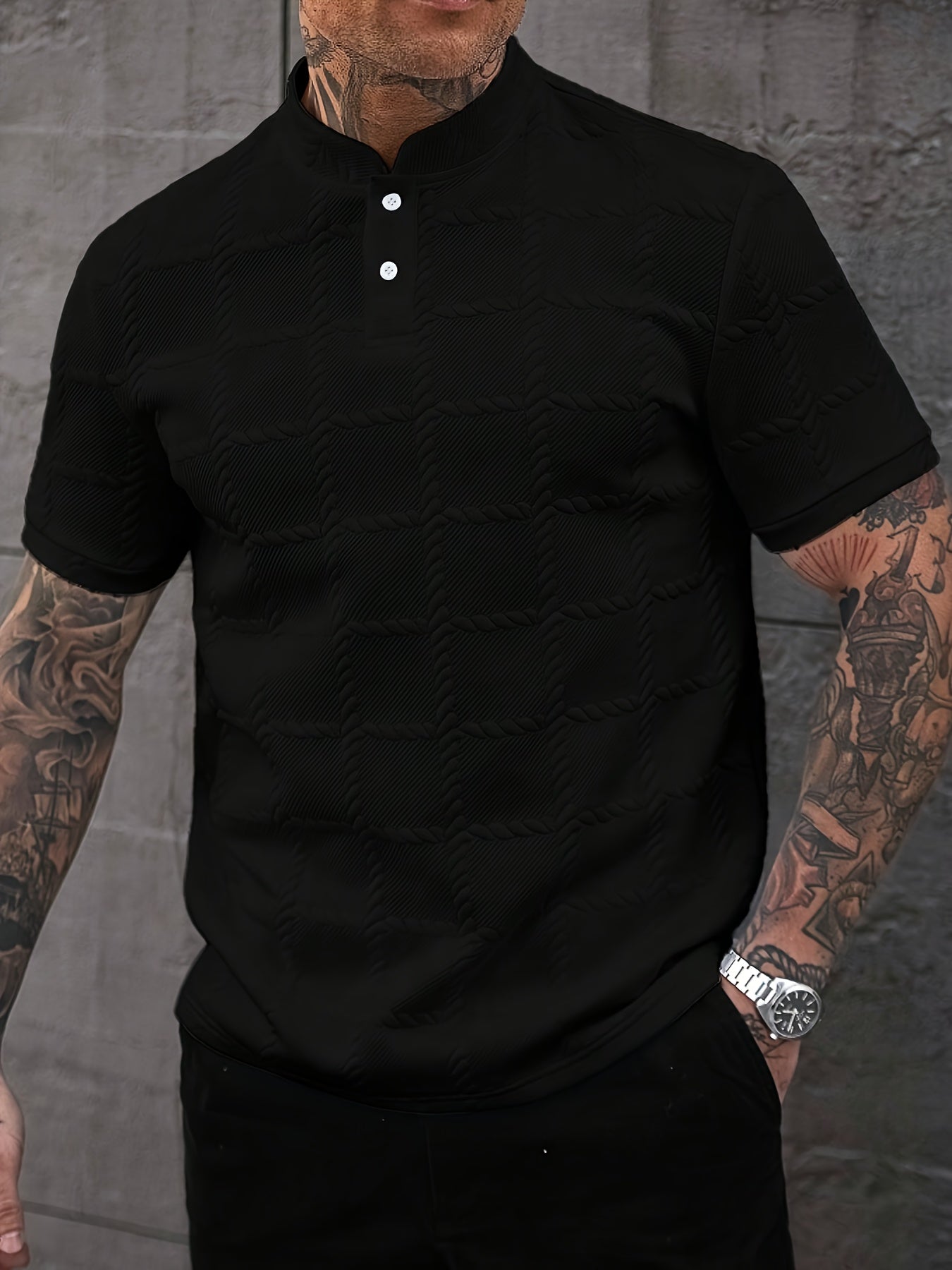 Zorvik | Heren Geruit Jacquard T-shirt – Korte Mouwen, Ademend Casual Zomershirt met Zachte Textuur