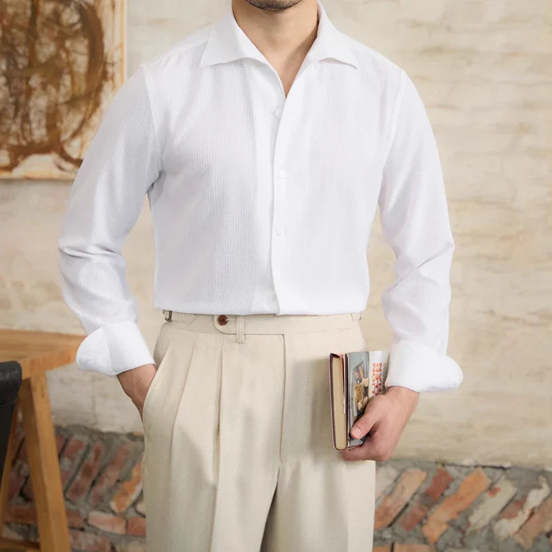 Mavric | Chemise élégante pour homme à fines rayures – manches longues, idéale pour le travail et les occasions formelles