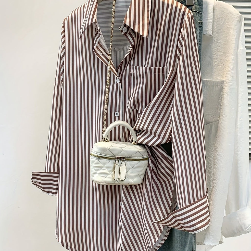Mirelynn | Gestreepte damesblouse met knopen en lange mouwen