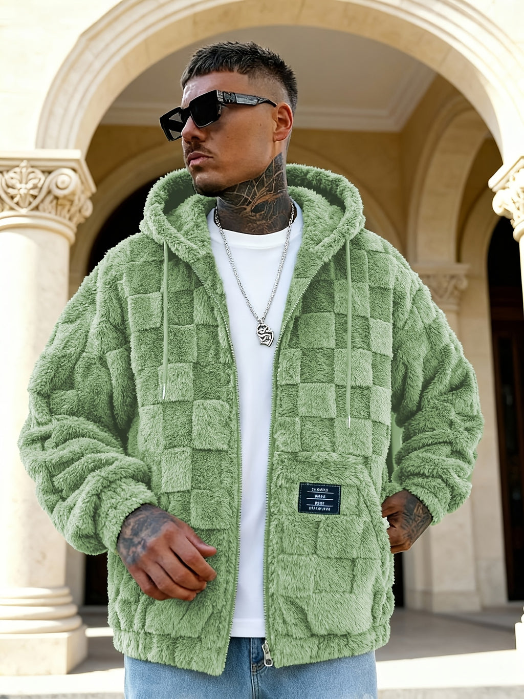 Einarsson | Herenjas met capuchon, warm, pluche, ritssluiting, casual, comfortabel