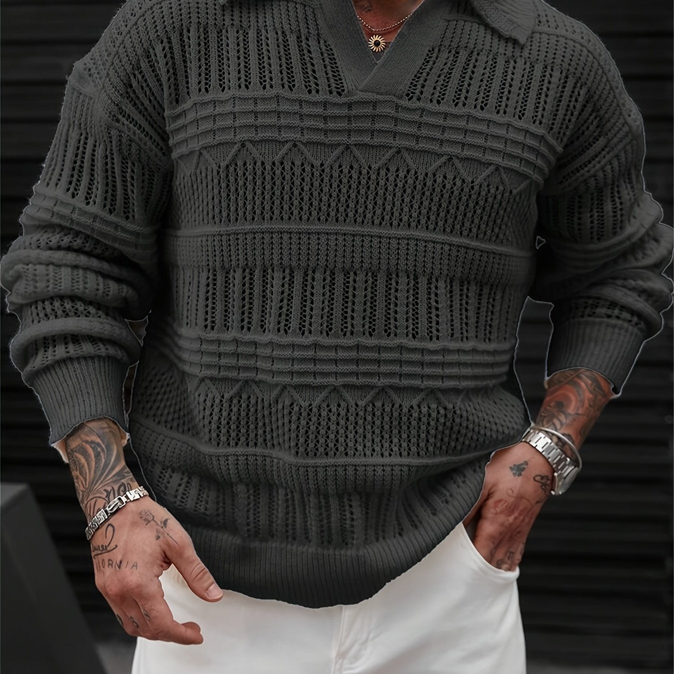 Zayrik | Heren Gebreide Trui met Kraag – Herfst Winter Pullover met Lange Mouwen
