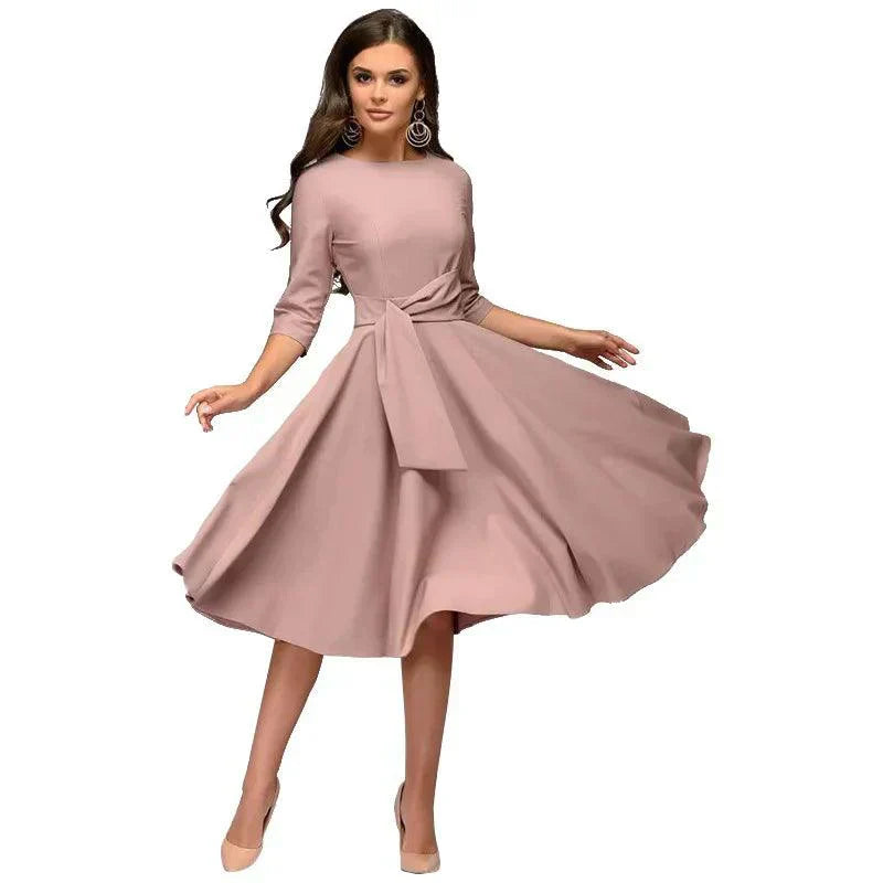 Karae | Chique midi-jurk voor dames – Elegante, vrouwelijke A-lijn jurk