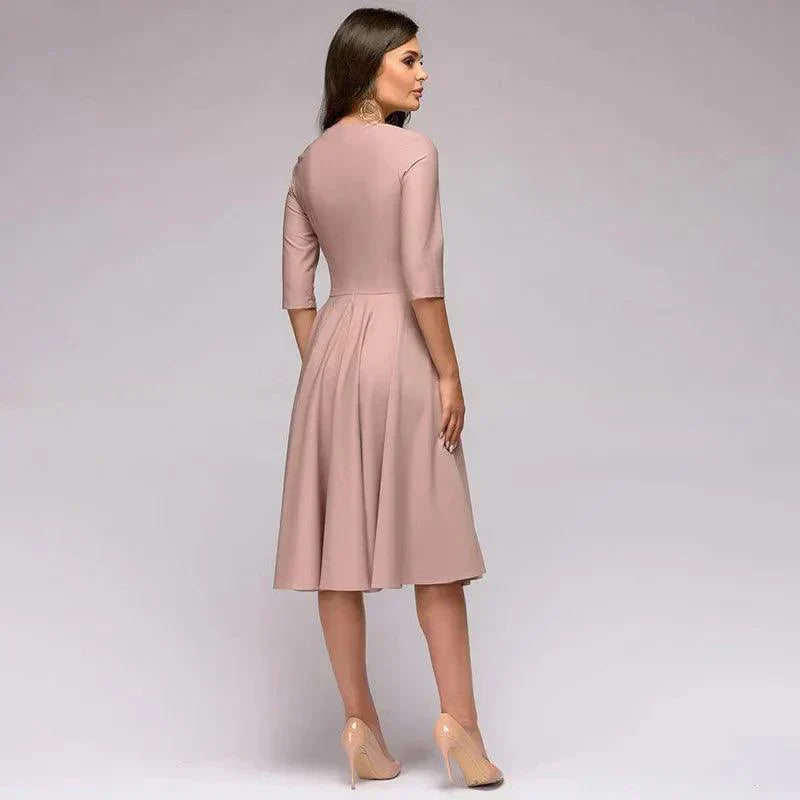 Karae | Chique midi-jurk voor dames – Elegante, vrouwelijke A-lijn jurk