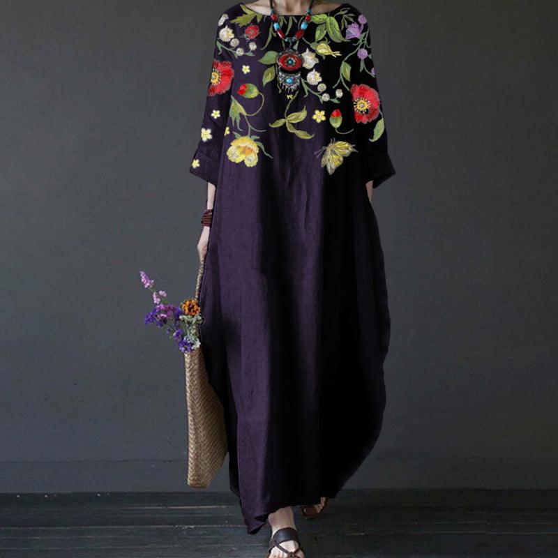 Ylani | Minimalistische jurk voor dames – elegante midi-jurk met lange mouwen