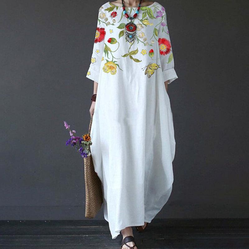 Ylani | Minimalistische jurk voor dames – elegante midi-jurk met lange mouwen