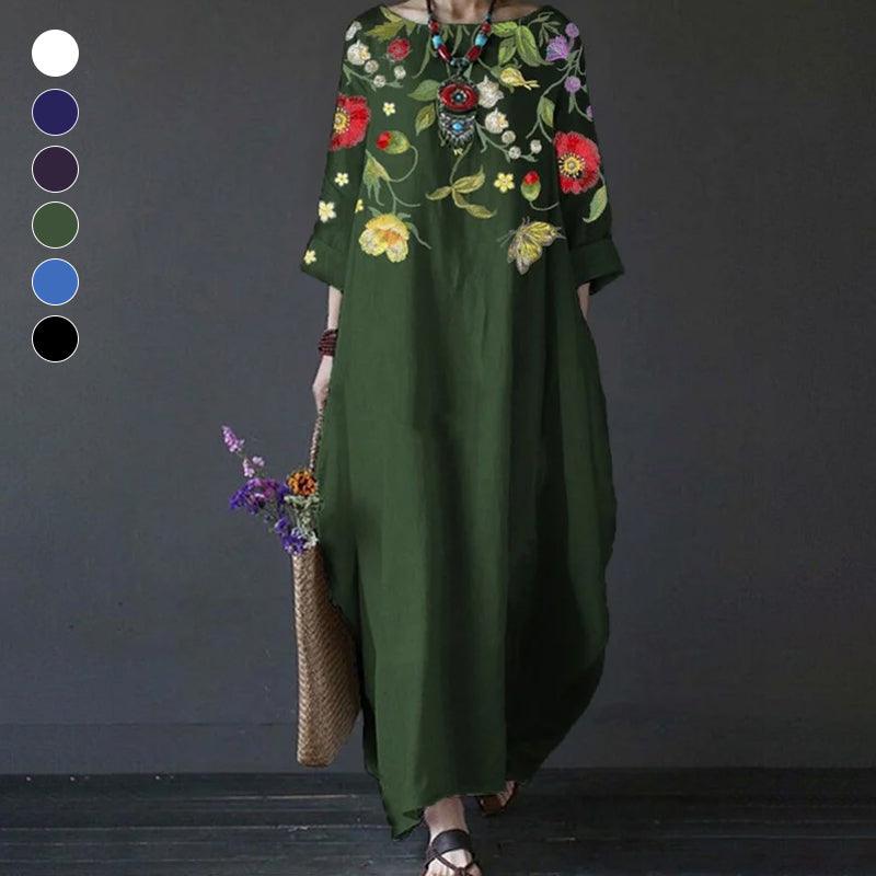 Ylani | Minimalistische jurk voor dames – elegante midi-jurk met lange mouwen
