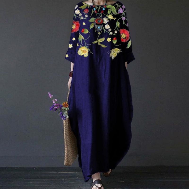 Ylani | Minimalistische jurk voor dames – elegante midi-jurk met lange mouwen