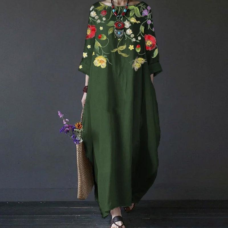 Ylani | Minimalistische jurk voor dames – elegante midi-jurk met lange mouwen