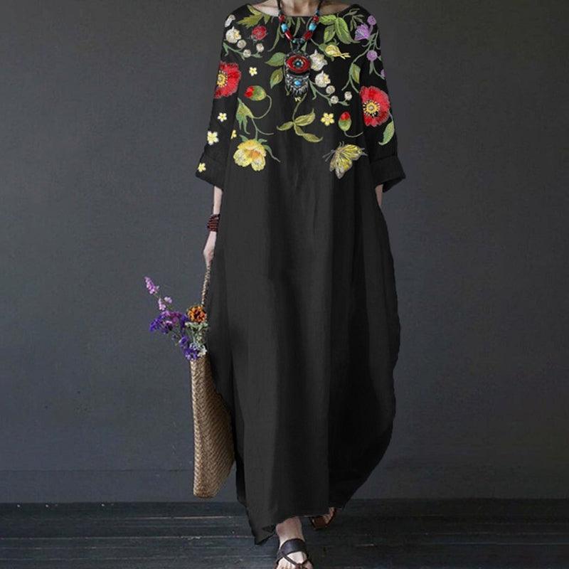 Ylani | Minimalistische jurk voor dames – elegante midi-jurk met lange mouwen
