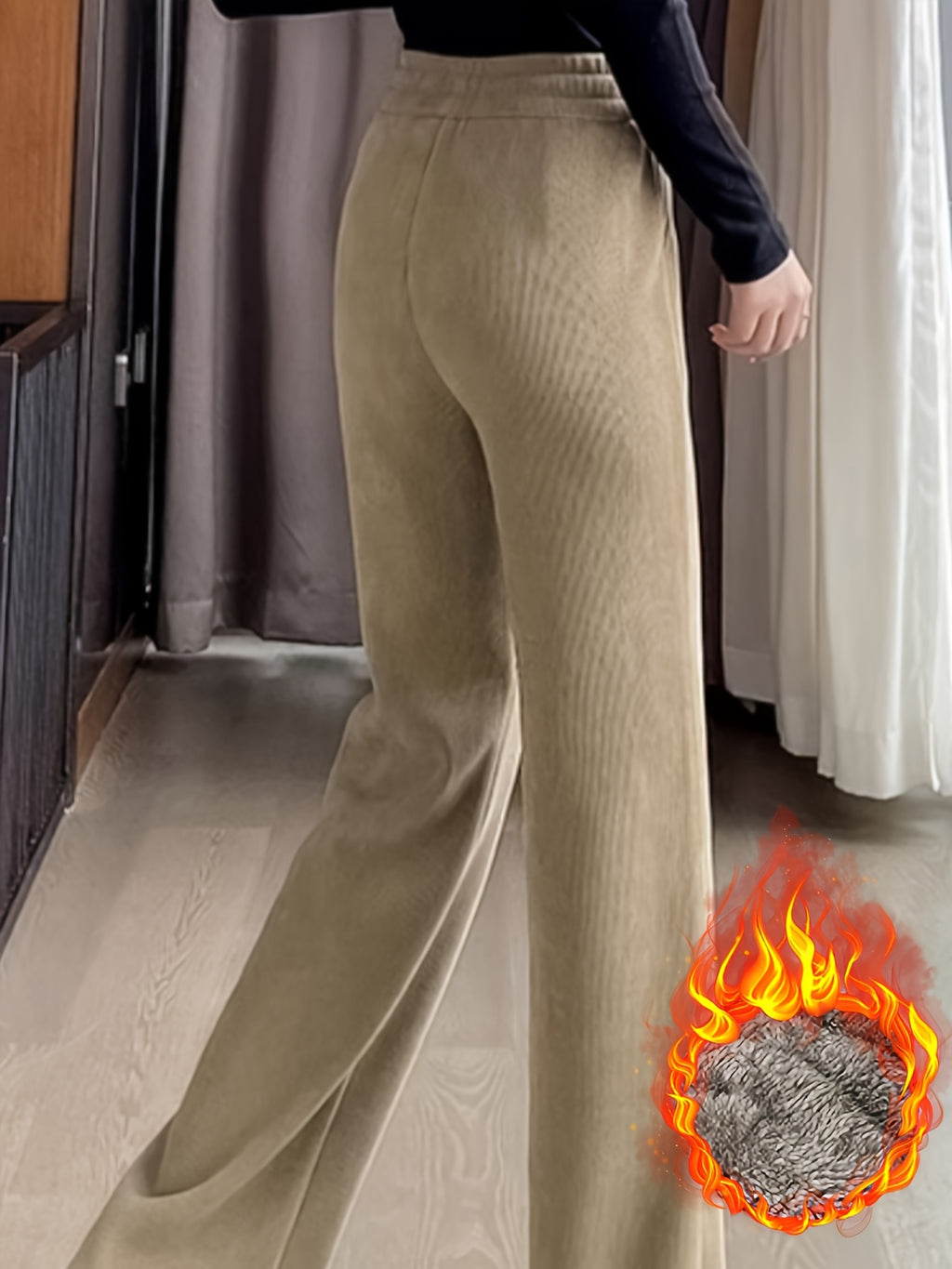 Avenyx | Damesbroek met wijde pijpen, fleecevoering en corduroy voor de winter – Warme, dikke casual broek