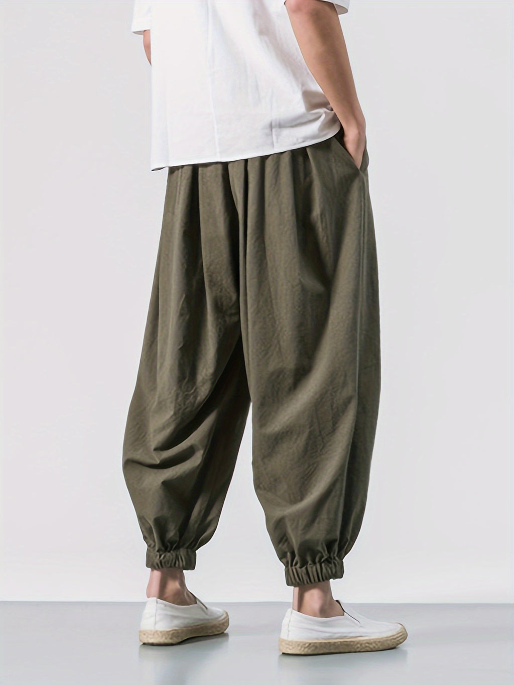 Rhaegar | Schwarze Leinenhose für Herren – leicht, lockere Passform, elastischer Bund, Kordelzug