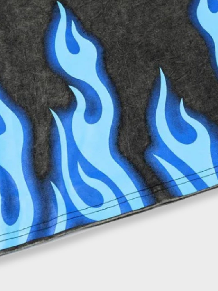 Norwood | T-shirt homme à motif flammes bleues délavées - T-shirt graphique élégant