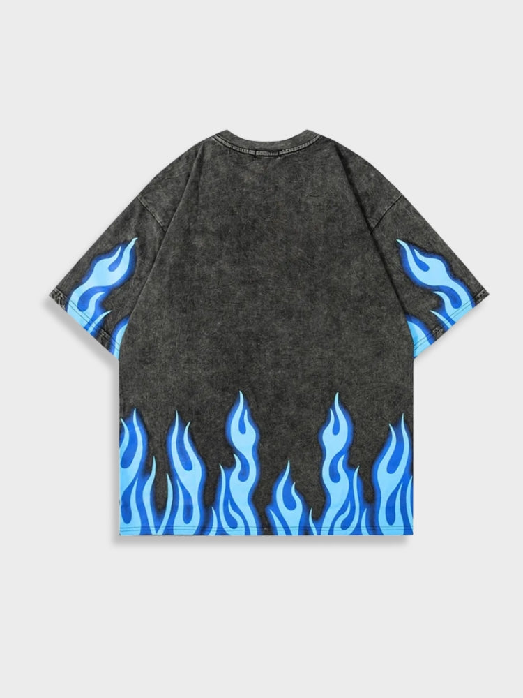 Norwood | T-shirt homme à motif flammes bleues délavées - T-shirt graphique élégant