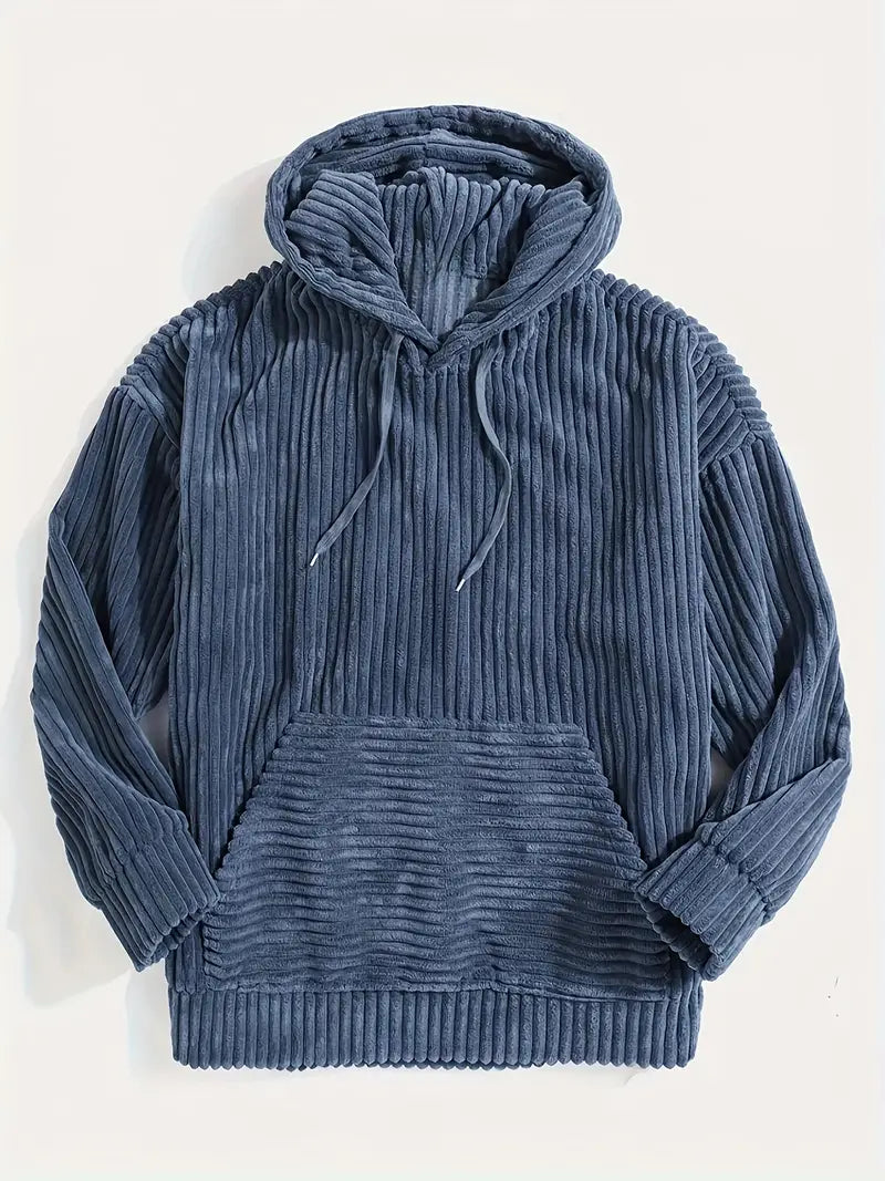 Berthar | Cordpullover für Herren mit Kapuze – Lässiger Langarmpullover für Herbst und Winter