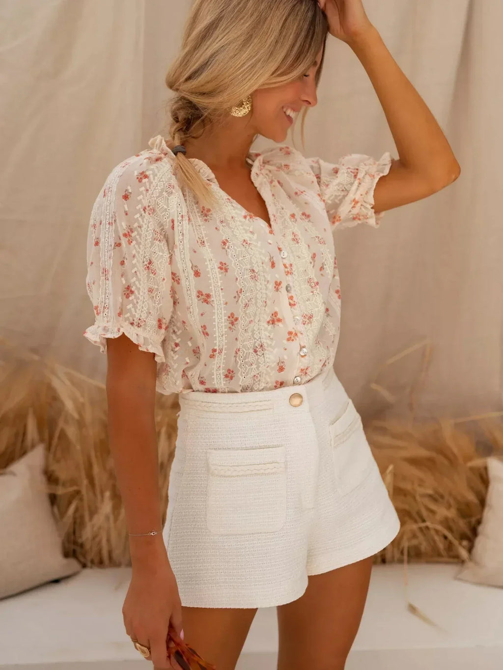 Velinaes | Bloemenblouse voor dames – Elegante zomertop met print – Lichtgewicht casual shirt