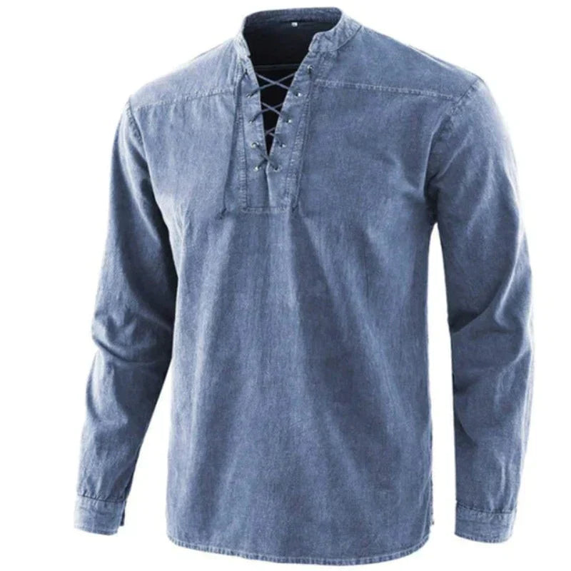 Mylo | Heren casual V-hals shirt – slim fit T-shirt van katoenmix met korte mouwen