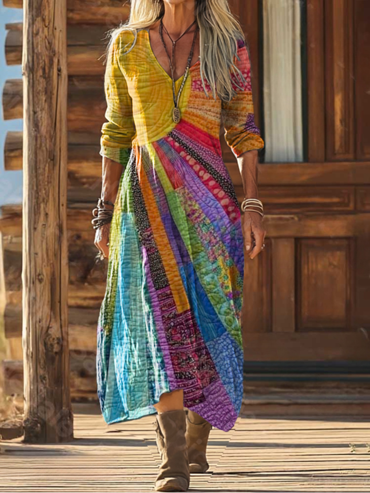 Myae | Bohemian jurk met zonprint voor dames – Zomerse maxi-jurk