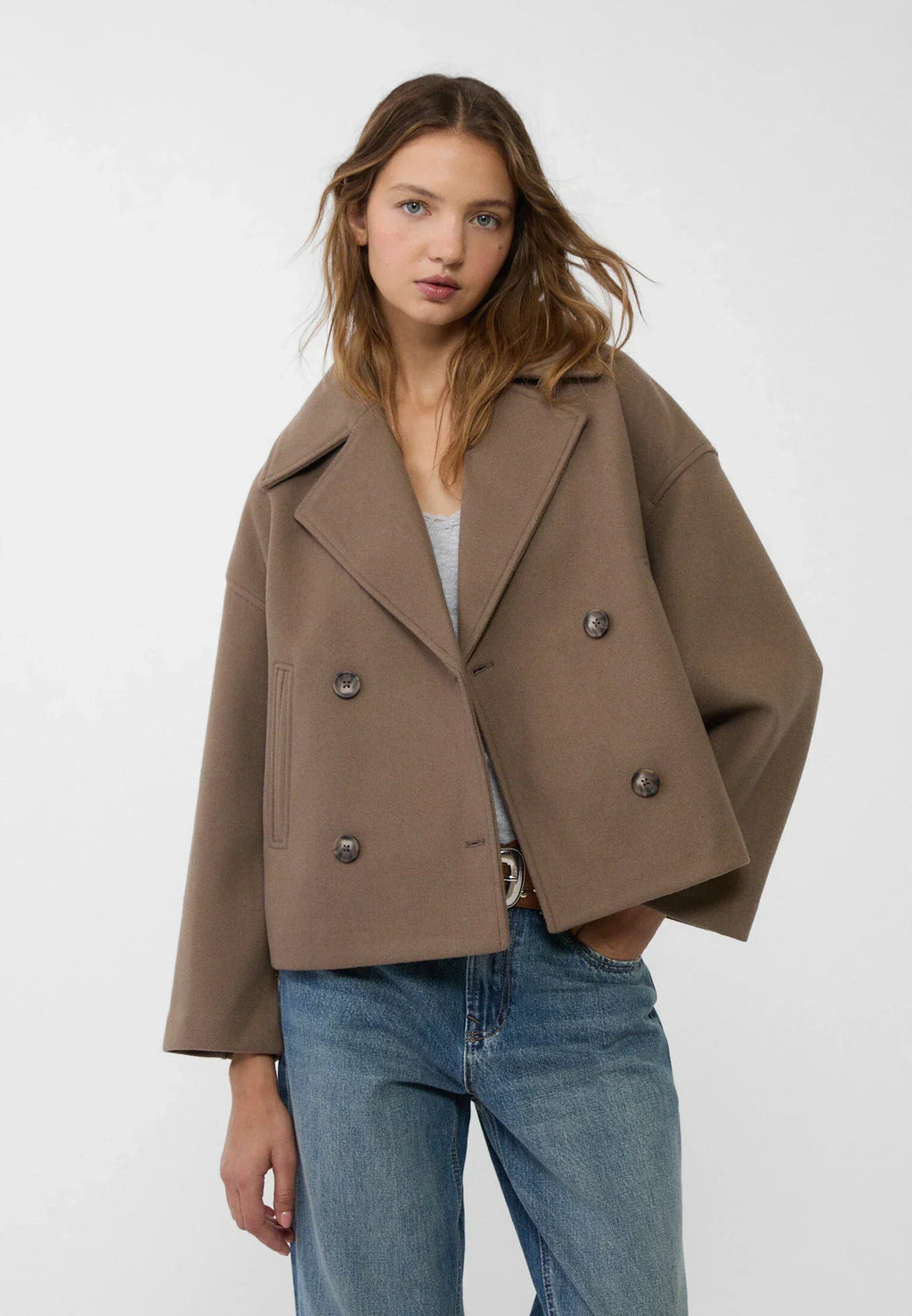 Serelle | Kurzer Damenmantel mit Doppelknopfverschluss – Stilvolle Freizeitjacke im klassischen Design