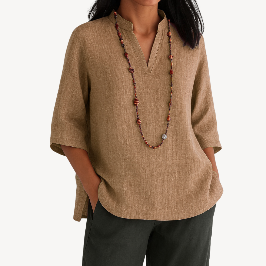 Quinelle | Casual linnen blouse voor dames – Lichtgewicht zomertop met relaxte pasvorm