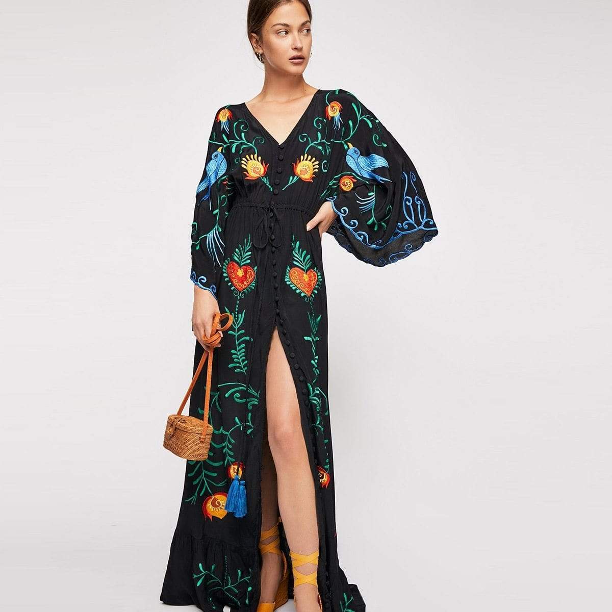 Clarie | Boho Maxi-jurk voor dames – elegante gebloemde zomer maxi-jurk, lange bohemian zonnejurk