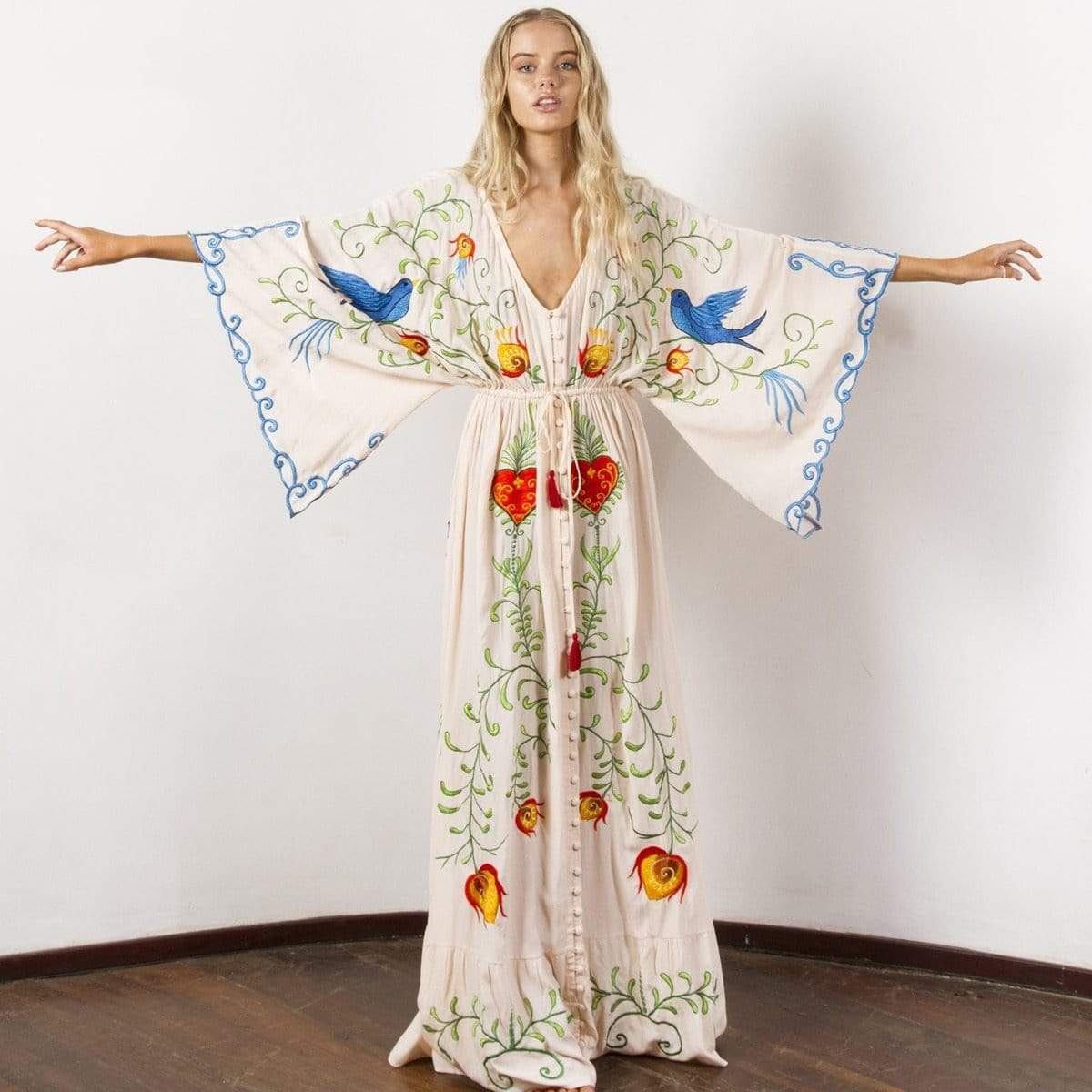 Clarie | Boho Maxi-jurk voor dames – elegante gebloemde zomer maxi-jurk, lange bohemian zonnejurk