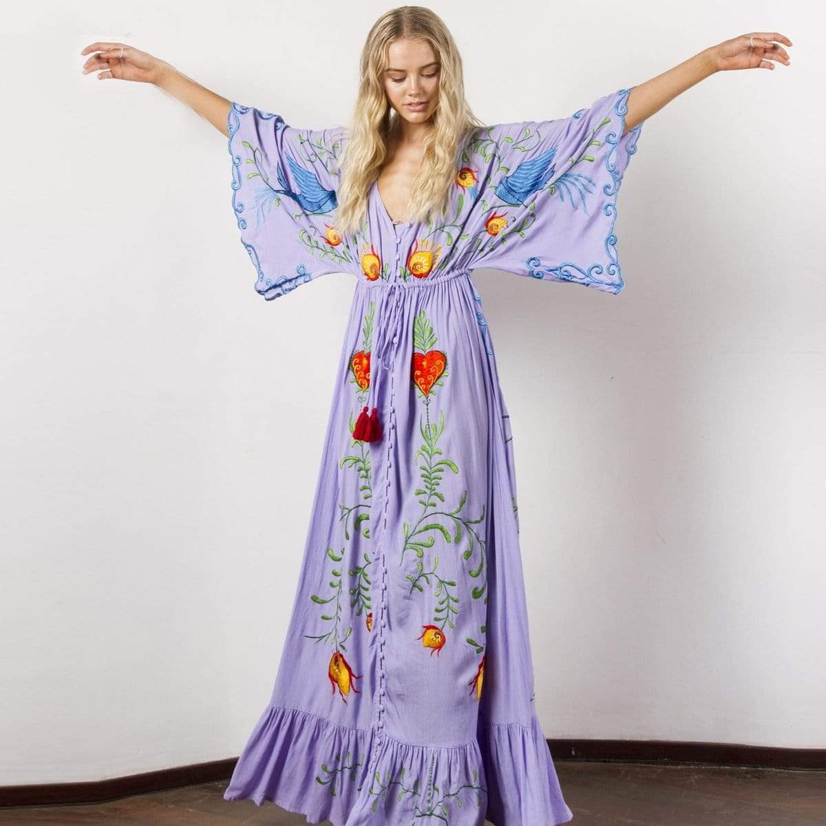Clarie | Boho Maxi-jurk voor dames – elegante gebloemde zomer maxi-jurk, lange bohemian zonnejurk