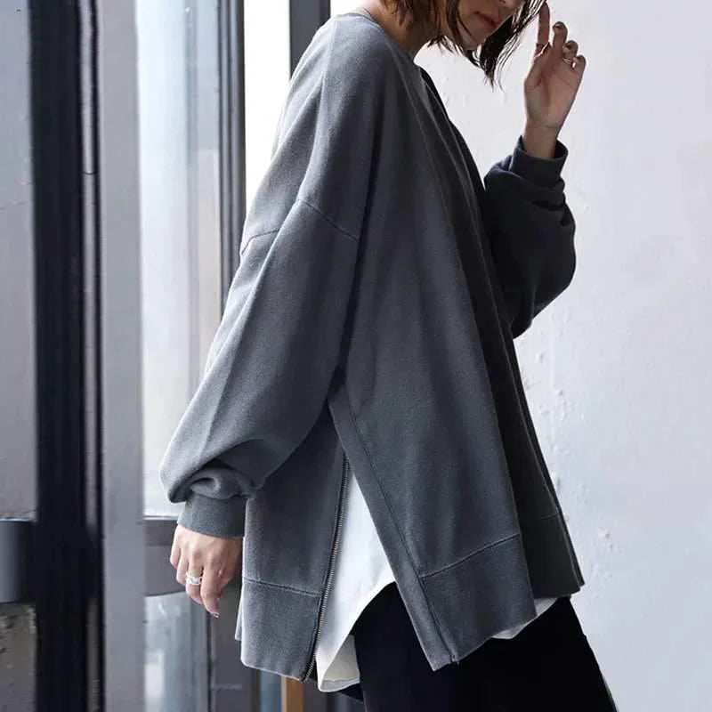 Rhiannon | Oversized trui voor dames – casual, lang, elegant, hoogwaardig breisel, zacht, comfortabel