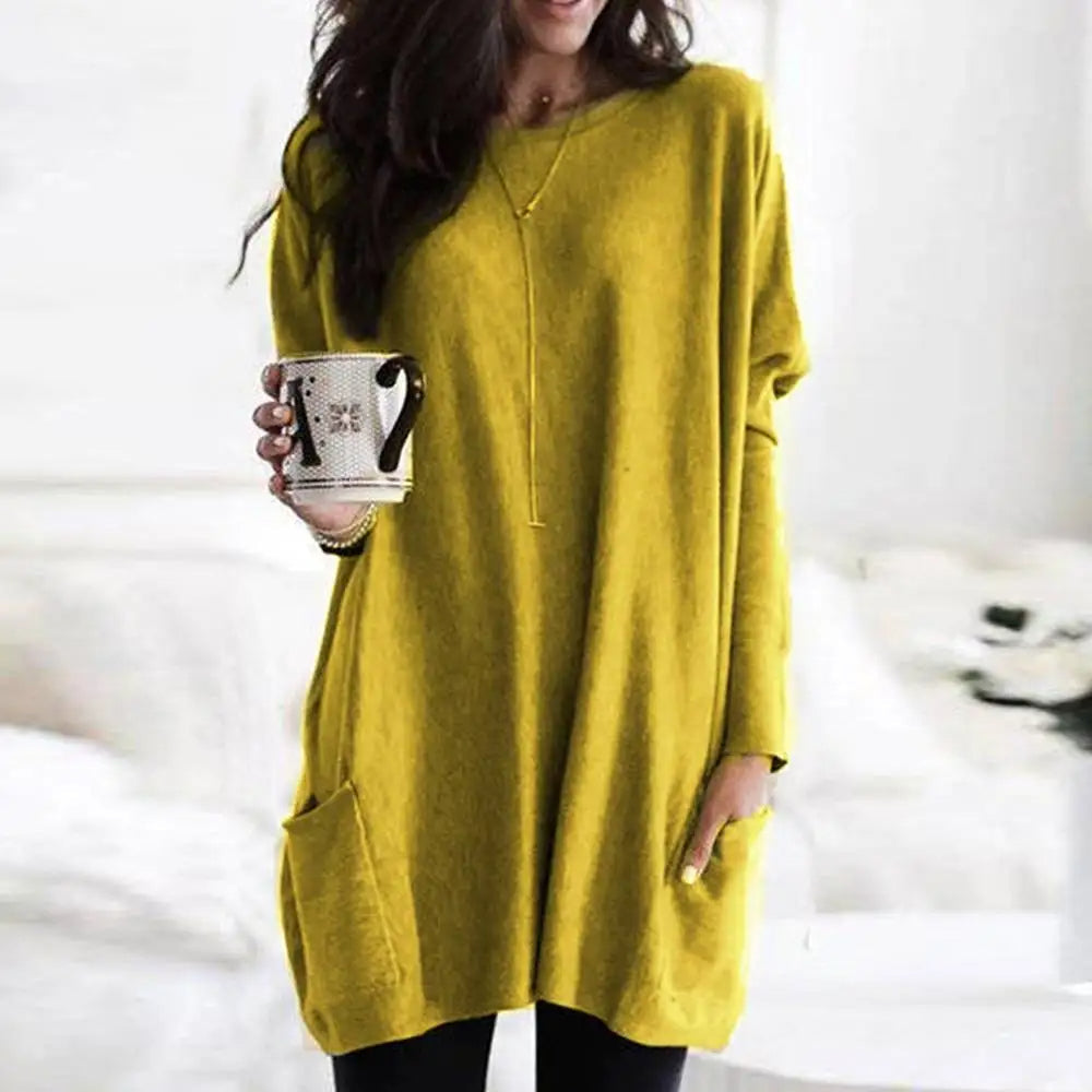Julietta | Oversize-Damenpullover aus weichem Baumwollmischgewebe mit Taschen – lässig und bequem
