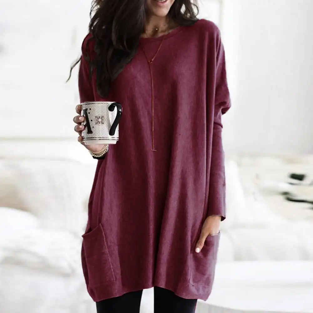 Julietta | Oversize-Damenpullover aus weichem Baumwollmischgewebe mit Taschen – lässig und bequem