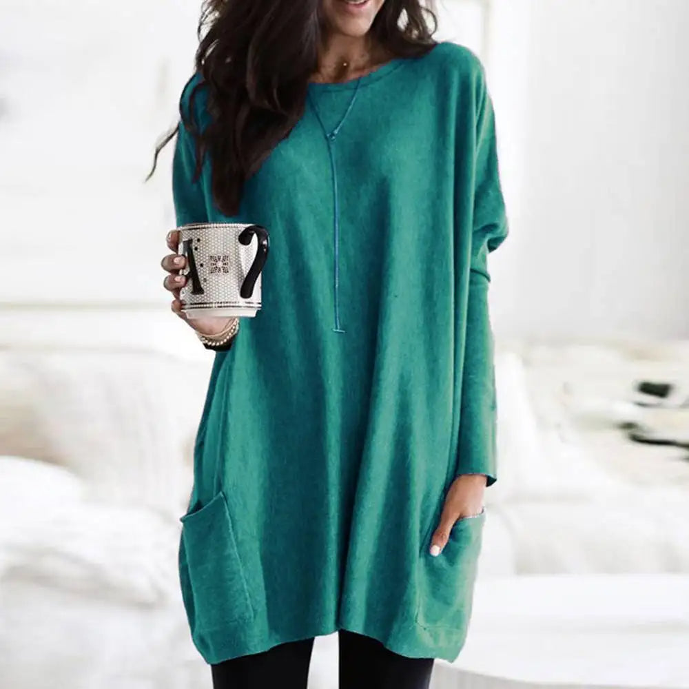 Julietta | Oversize-Damenpullover aus weichem Baumwollmischgewebe mit Taschen – lässig und bequem