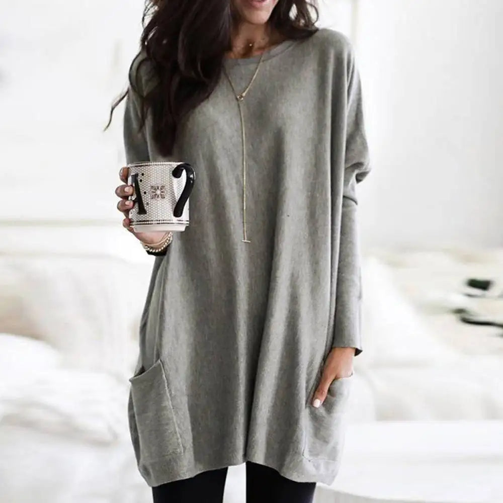 Julietta | Pull oversize pour femme, mélange de coton doux, poches, style décontracté et confortable