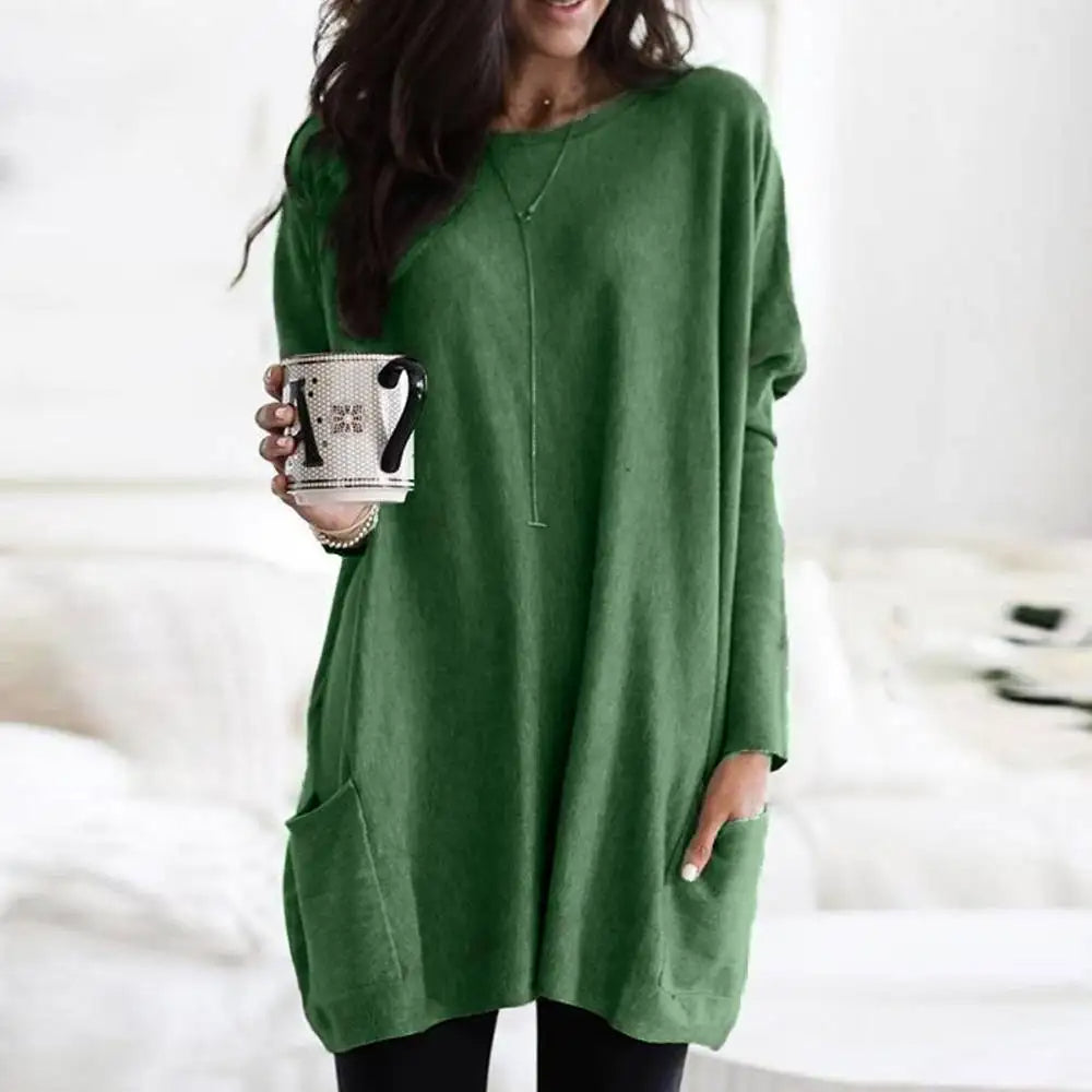 Julietta | Oversize-Damenpullover aus weichem Baumwollmischgewebe mit Taschen – lässig und bequem