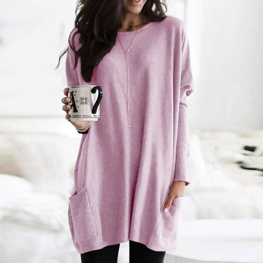 Julietta | Oversize-Damenpullover aus weichem Baumwollmischgewebe mit Taschen – lässig und bequem