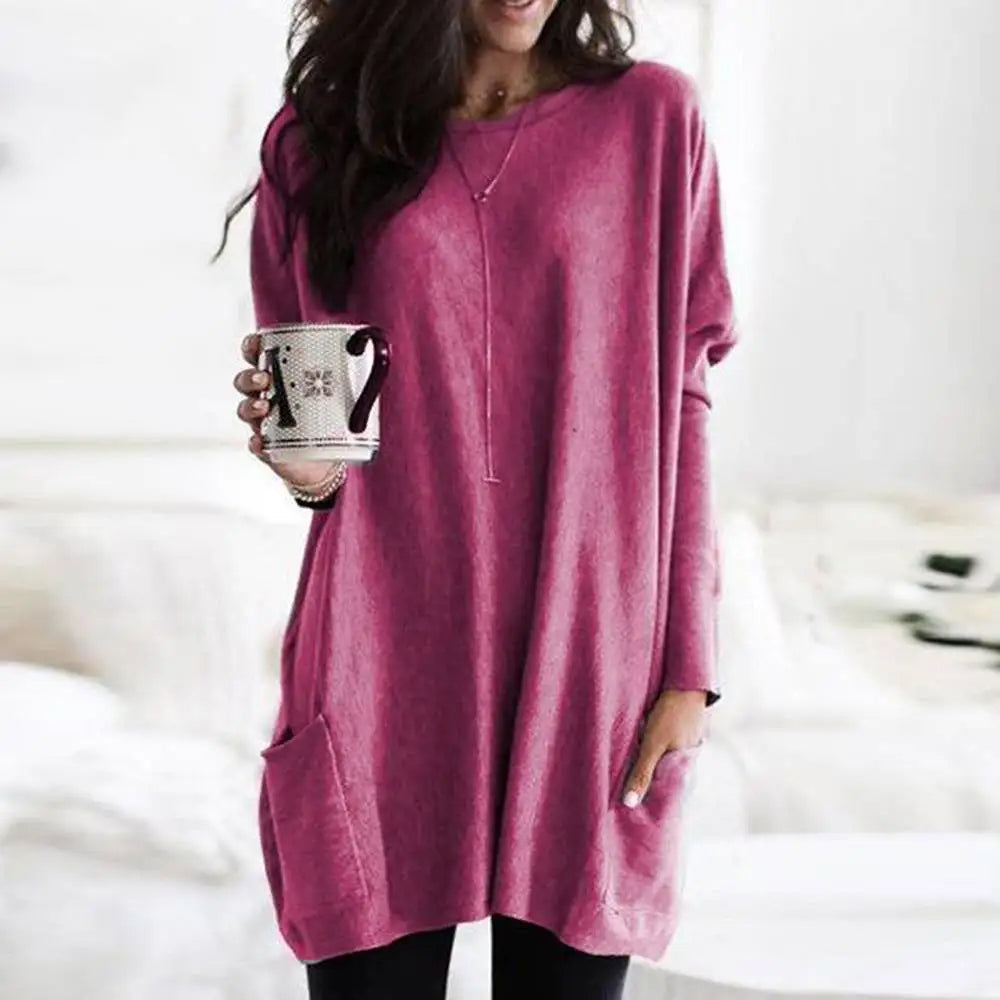 Julietta | Oversize-Damenpullover aus weichem Baumwollmischgewebe mit Taschen – lässig und bequem
