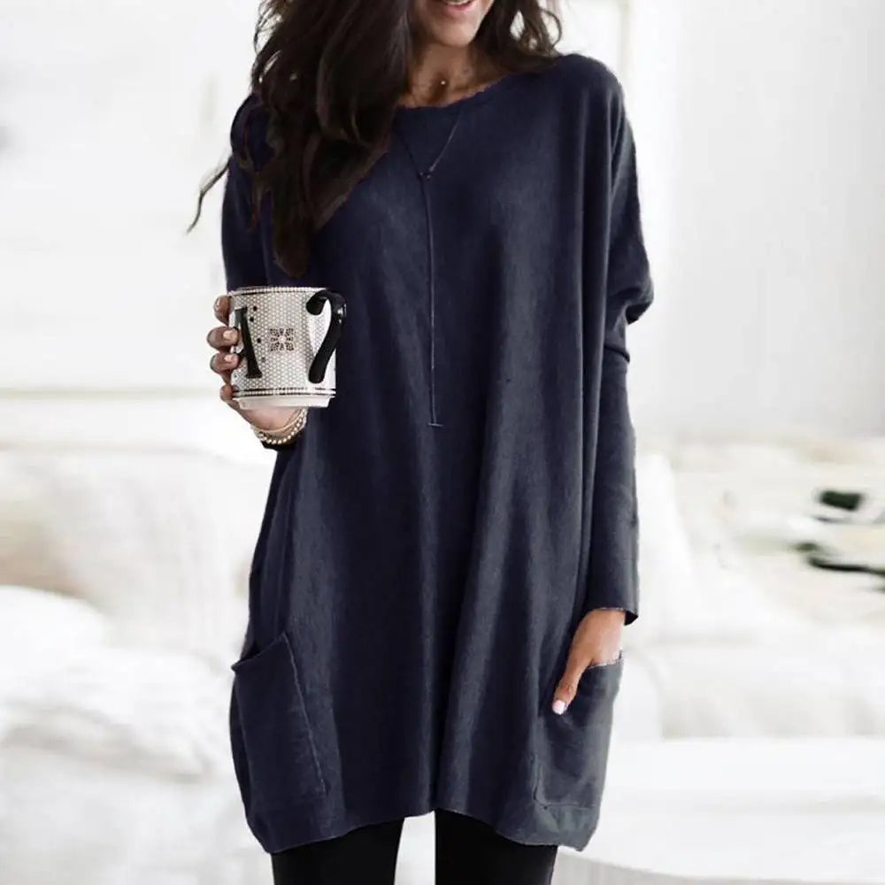 Julietta | Oversize-Damenpullover aus weichem Baumwollmischgewebe mit Taschen – lässig und bequem