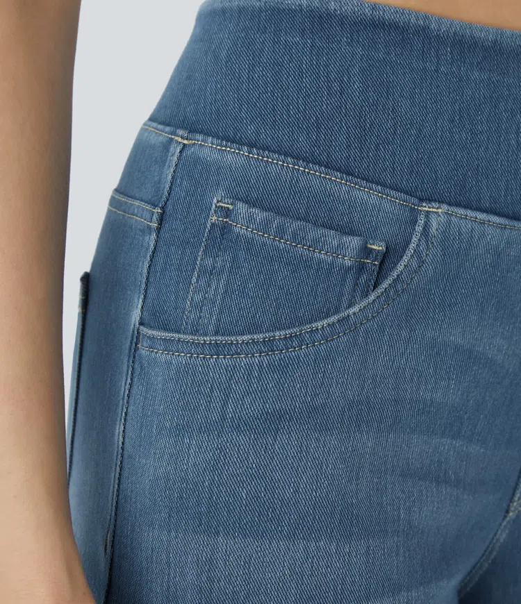 Vanelle | Hoge taille jeans met wijde pijpen voor dames – Comfortabele stretchdenim, casual en stijlvol