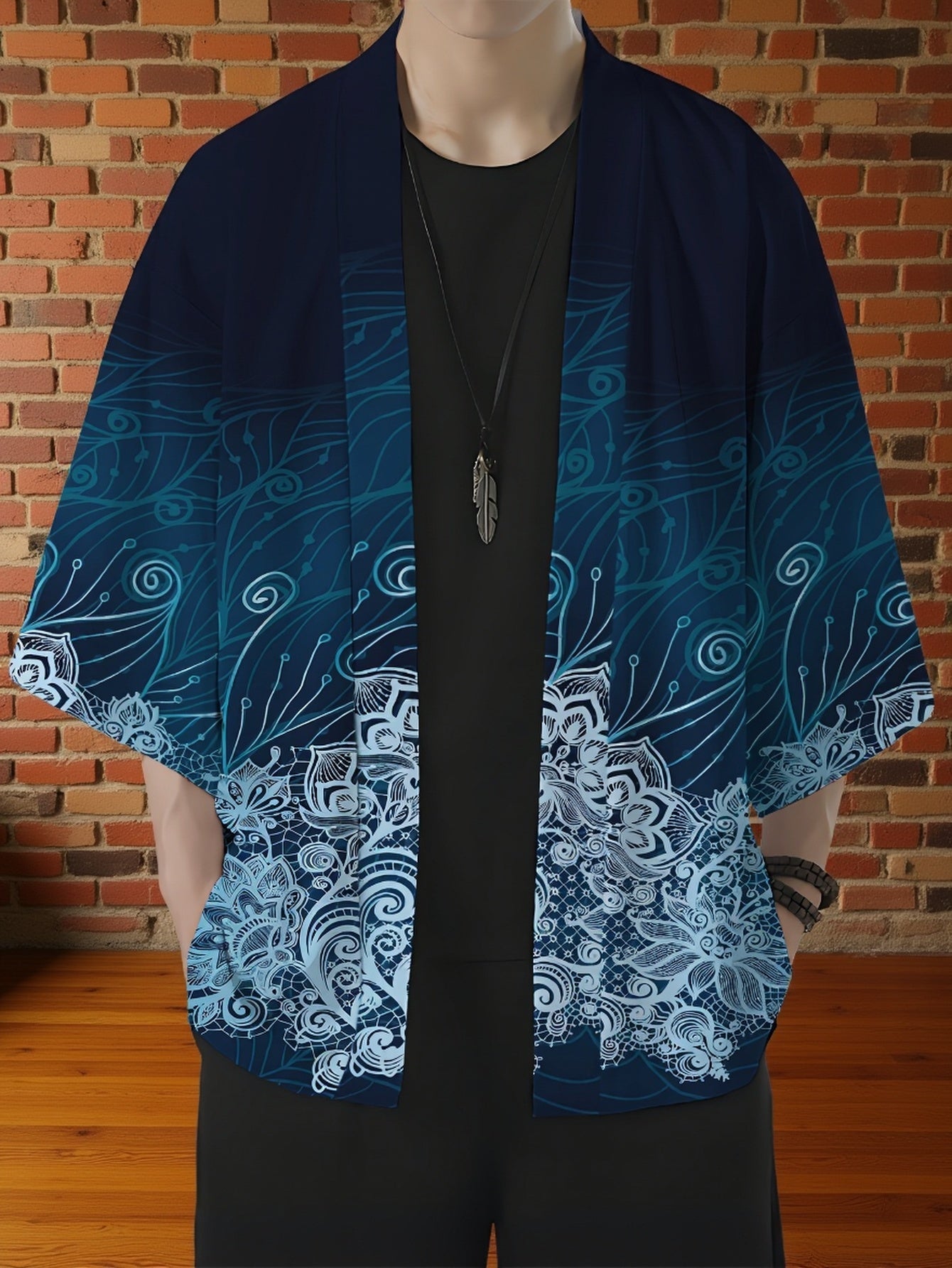 Valtorix | Heren Japans Stijl Open Voorzijde Shirt – Losse Pasvorm Kimono Vest met Vintage Print