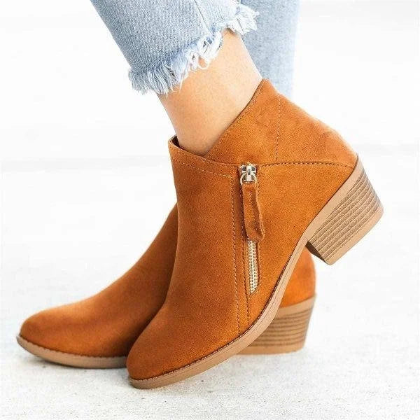 Comforra | Bottines orthopédiques en cuir pour femme - Daim, fermeture éclair latérale, confort optimal